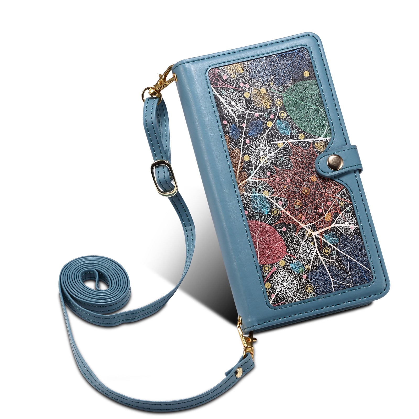 ESEBLE Galaxy Series For Samsung Galaxy M15 5G / F15 5G Case RFID Blocking Wallet Cover with Wrist Strap - Blue