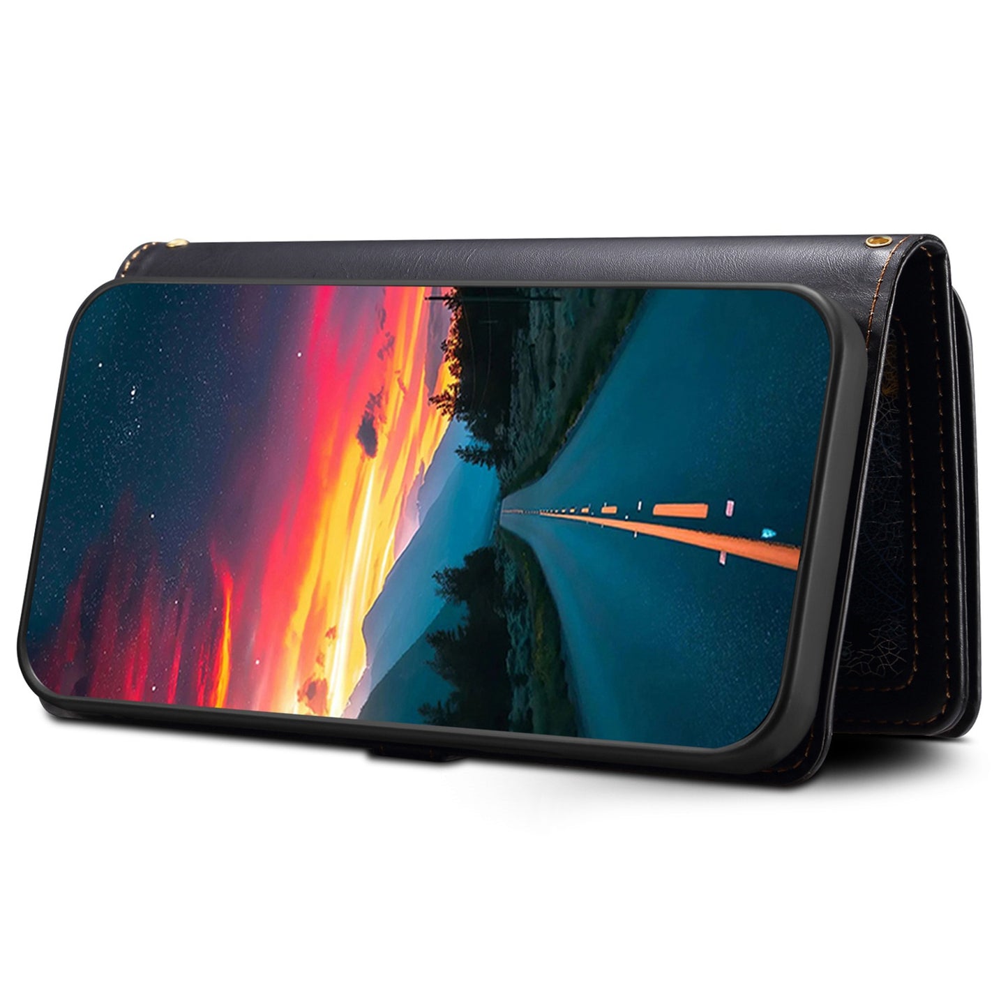 ESEBLE Galaxy Series For Samsung Galaxy M15 5G / F15 5G Case RFID Blocking Wallet Cover with Wrist Strap - Black
