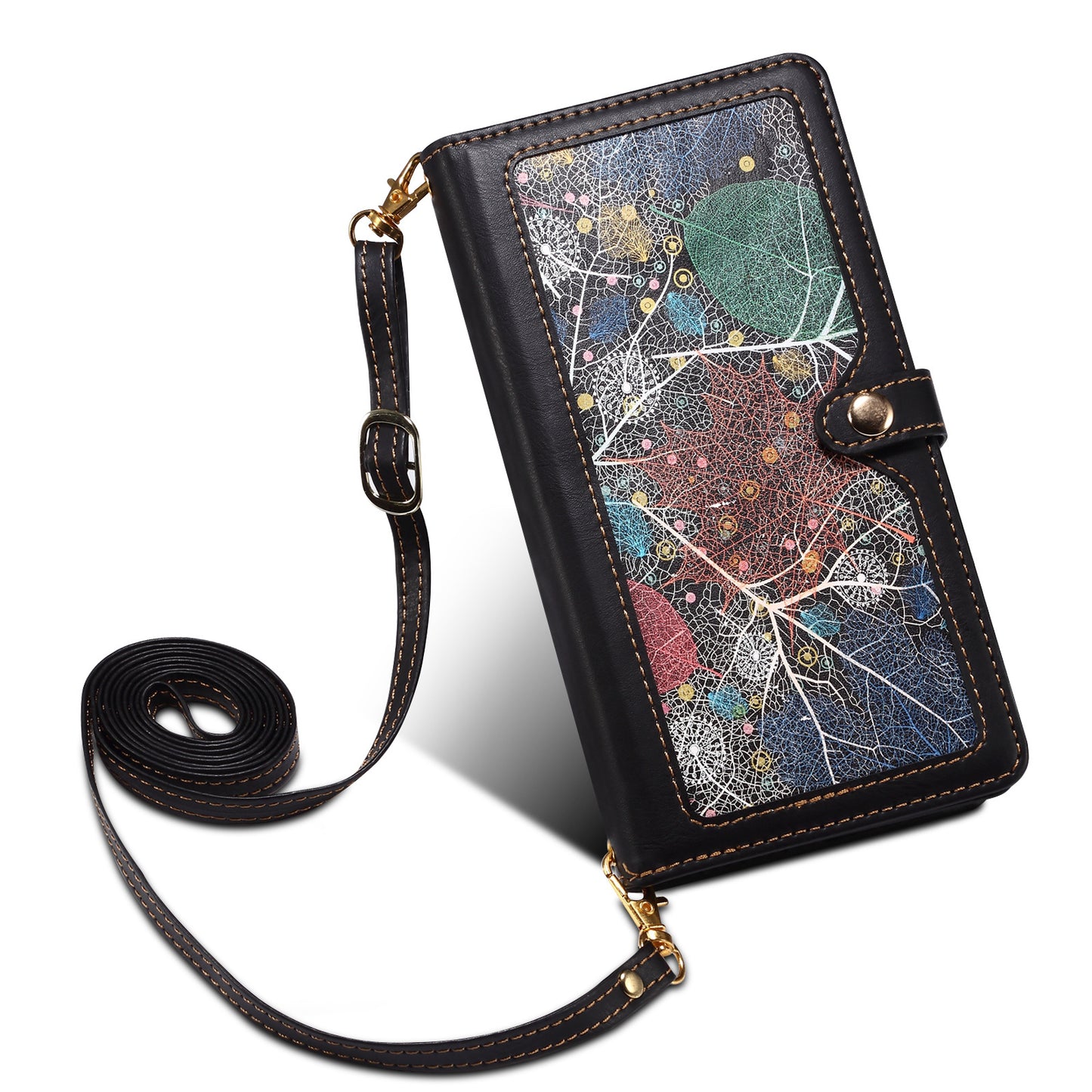 ESEBLE Galaxy Series For Samsung Galaxy M15 5G / F15 5G Case RFID Blocking Wallet Cover with Wrist Strap - Black
