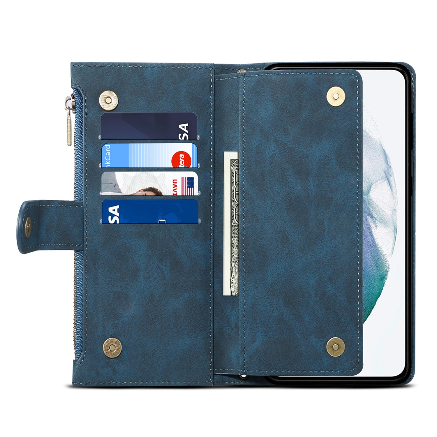 ESEBLE Star Series For Samsung Galaxy M15 5G / F15 5G Phone Case PU Leather+TPU Cover with Wallet Stand - Blue