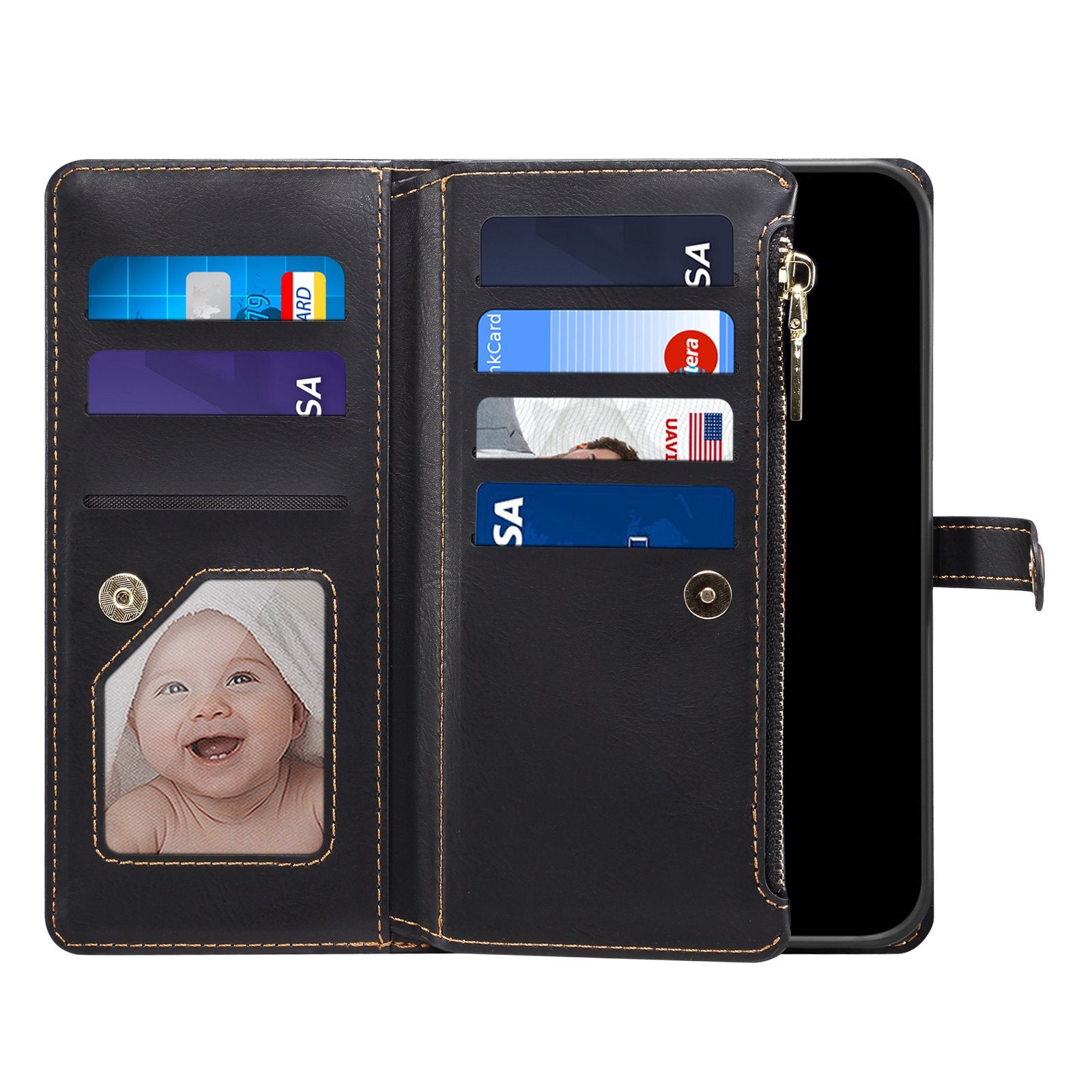ESEBLE Galaxy Series For Samsung Galaxy M55 5G Case Leather Folio Wallet RFID Blocking Phone Cover - Black