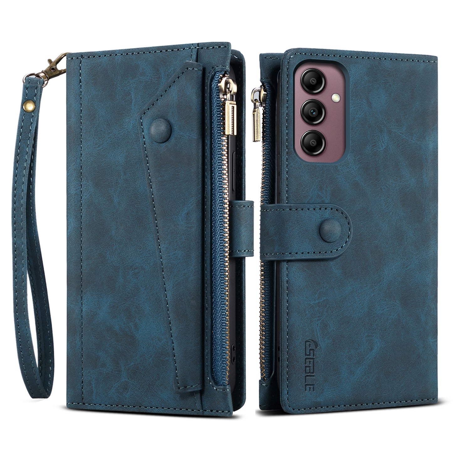 ESEBLE Star Series For Samsung Galaxy M55 5G Case PU Leather+TPU Cover with Wallet Stand - Blue