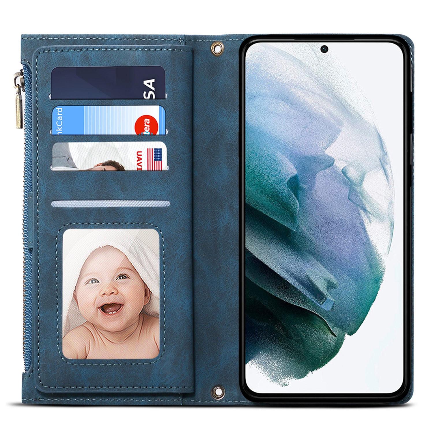 ESEBLE Star Series For Samsung Galaxy M55 5G Case PU Leather+TPU Cover with Wallet Stand - Blue