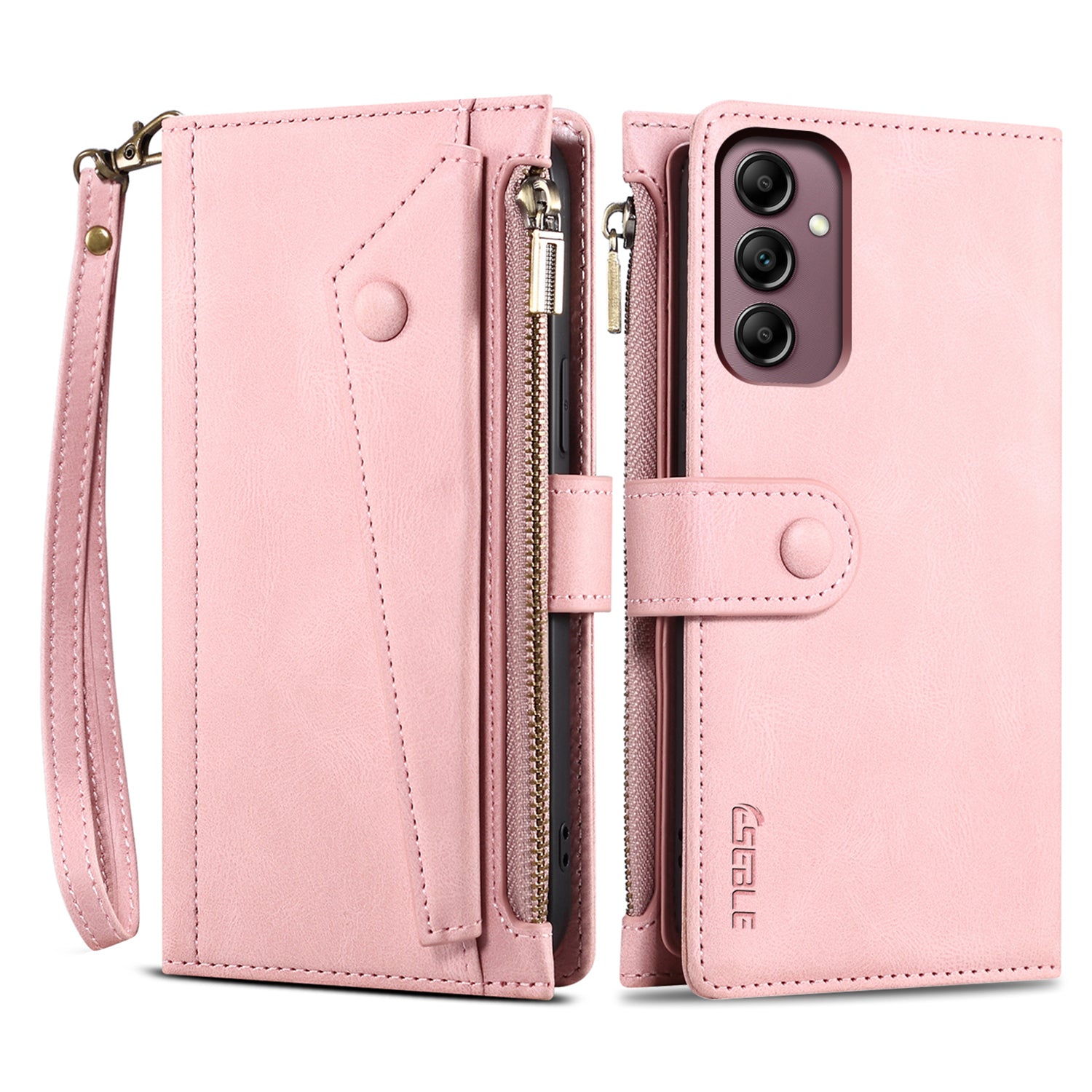 ESEBLE Star Series For Samsung Galaxy M55 5G Case PU Leather+TPU Cover with Wallet Stand - Rose Gold