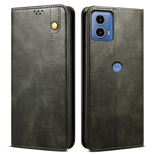 For Motorola Moto G04 4G / G24 4G Case Leather Stand Magnetic Closing Phone Wallet Cover - Green