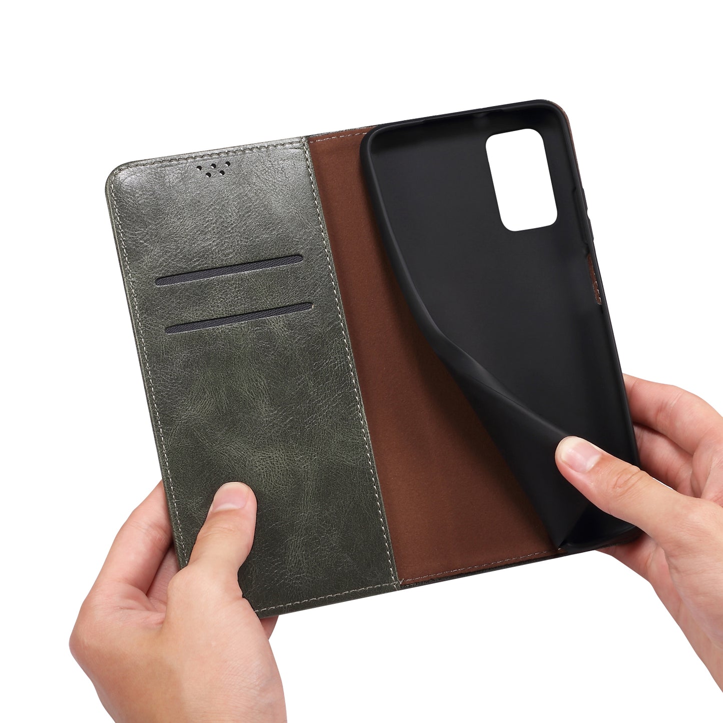 For Motorola Moto G04 4G / G24 4G Case Leather Stand Magnetic Closing Phone Wallet Cover - Green