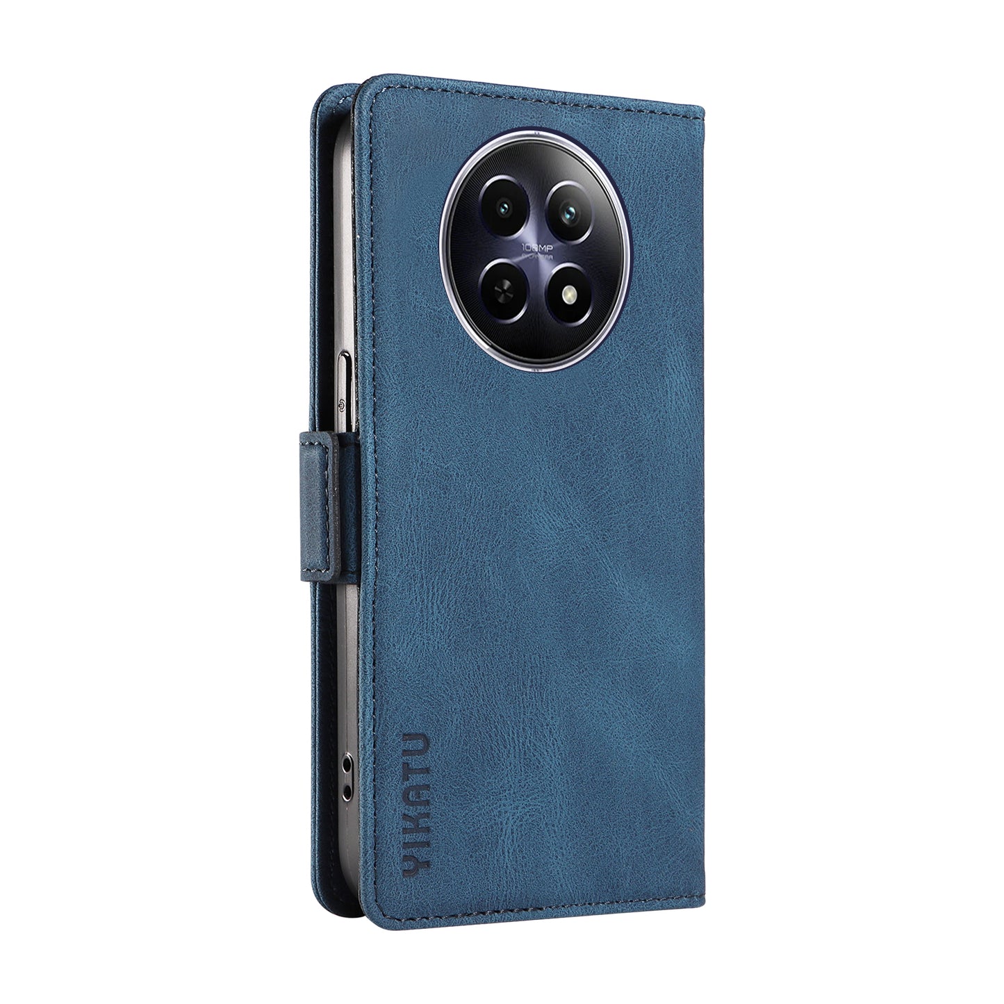 YIKATU YK-005 For Realme 12 Case PU Leather Skin-touch Wallet Flip Phone Cover - Blue