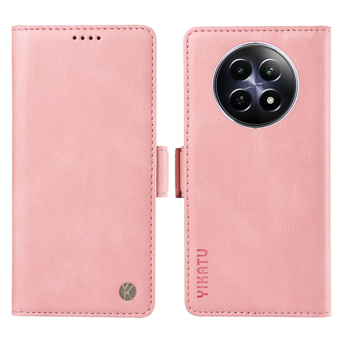 YIKATU YK-005 For Realme 12 Case PU Leather Skin-touch Wallet Flip Phone Cover - Pink