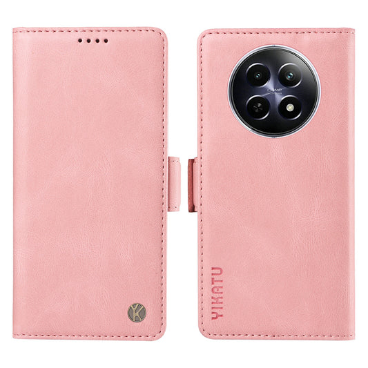 YIKATU YK-005 For Realme 12 Case PU Leather Skin-touch Wallet Flip Phone Cover - Pink