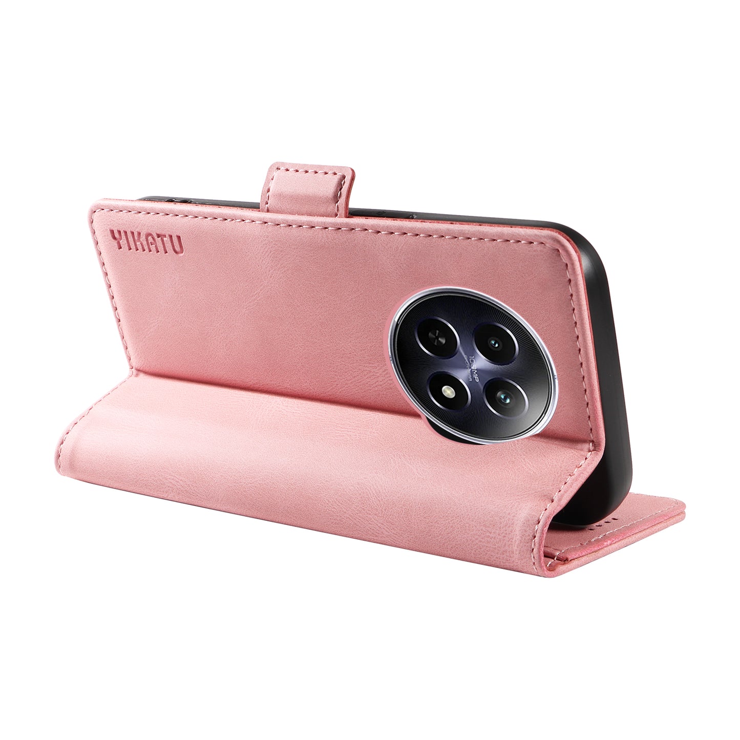 YIKATU YK-005 For Realme 12 Case PU Leather Skin-touch Wallet Flip Phone Cover - Pink