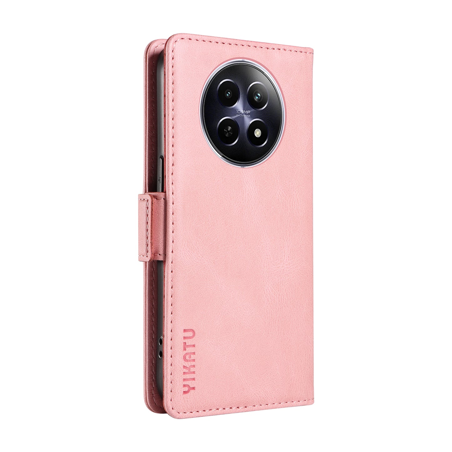 YIKATU YK-005 For Realme 12 Case PU Leather Skin-touch Wallet Flip Phone Cover - Pink