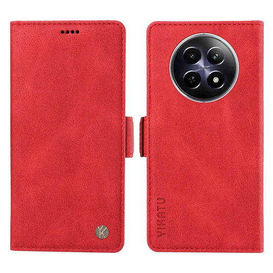 YIKATU YK-005 For Realme 12 Case PU Leather Skin-touch Wallet Flip Phone Cover - Red