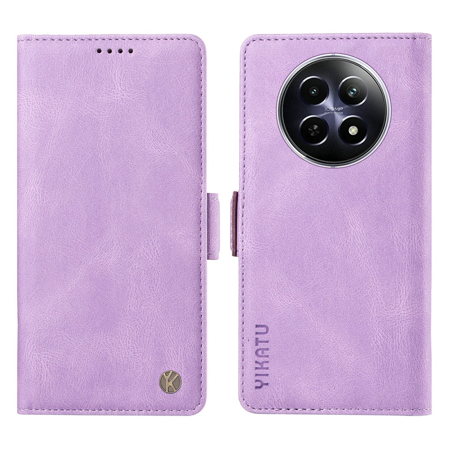 YIKATU YK-005 For Realme 12 Case PU Leather Skin-touch Wallet Flip Phone Cover - Purple
