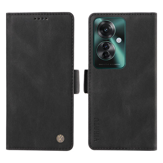 YIKATU YK-005 For Oppo Reno11 F 5G / F25 Pro 5G Leather Phone Case Stand Wallet Cover - Black