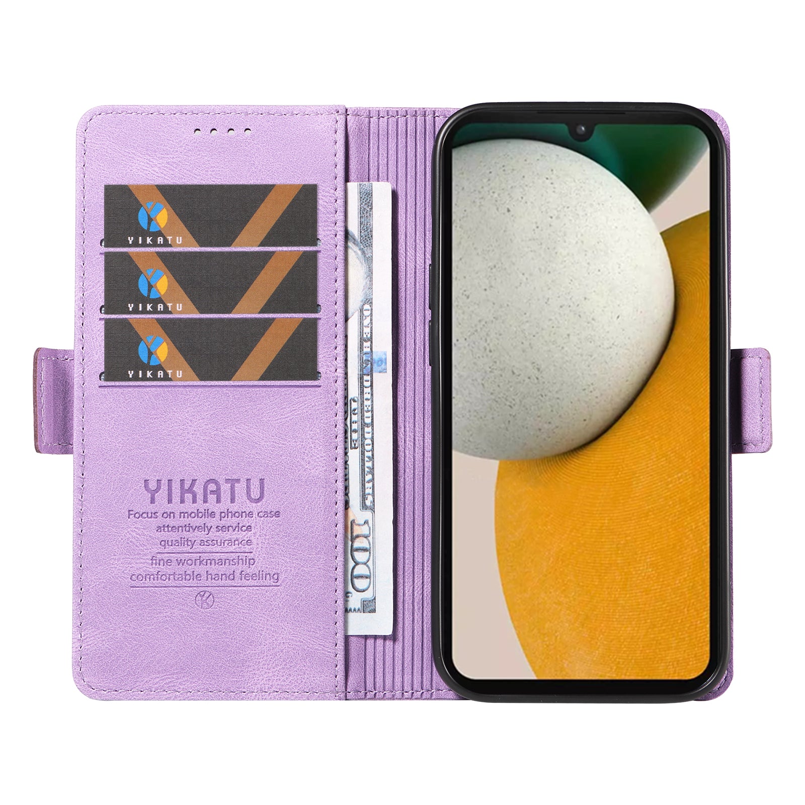 YIKATU YK-005 For Samsung Galaxy A15 4G / 5G Case Skin-Friendly Leather Flip Stand Phone Cover - Purple