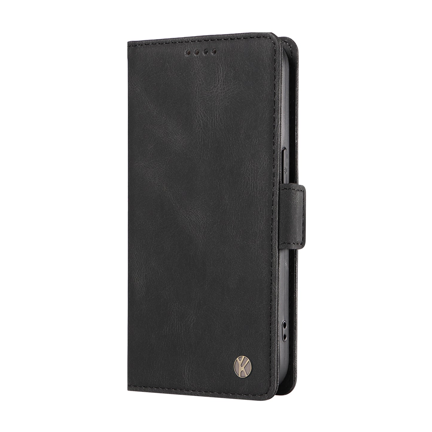 YIKATU YK-005 For Samsung Galaxy A15 4G / 5G Case Skin-Friendly Leather Flip Stand Phone Cover - Black