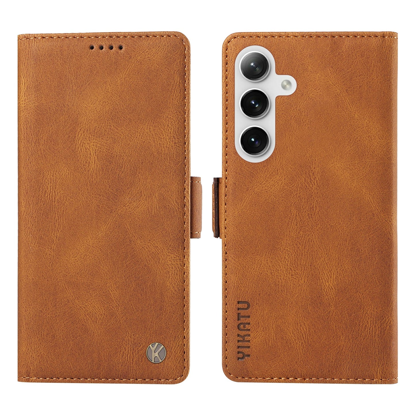 YIKATU YK-005 For Samsung Galaxy S24+ Wallet Case PU Leather Mobile Phone Cover Wholesale - Brown