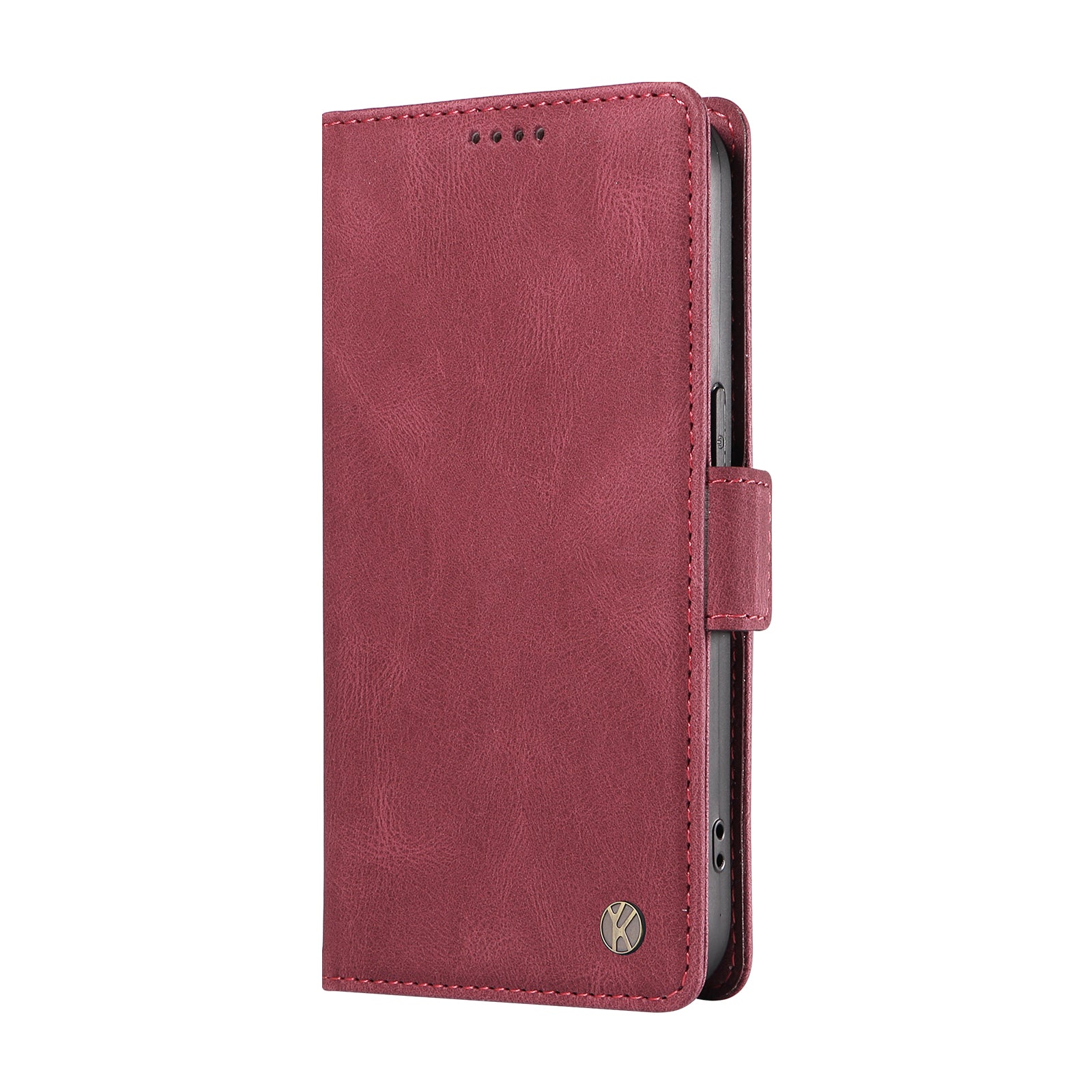 YIKATU YK-005 For Samsung Galaxy S24 Case PU Leather Magnetic Buckle Phone Cover Skin Touch Feeling - Wine Red