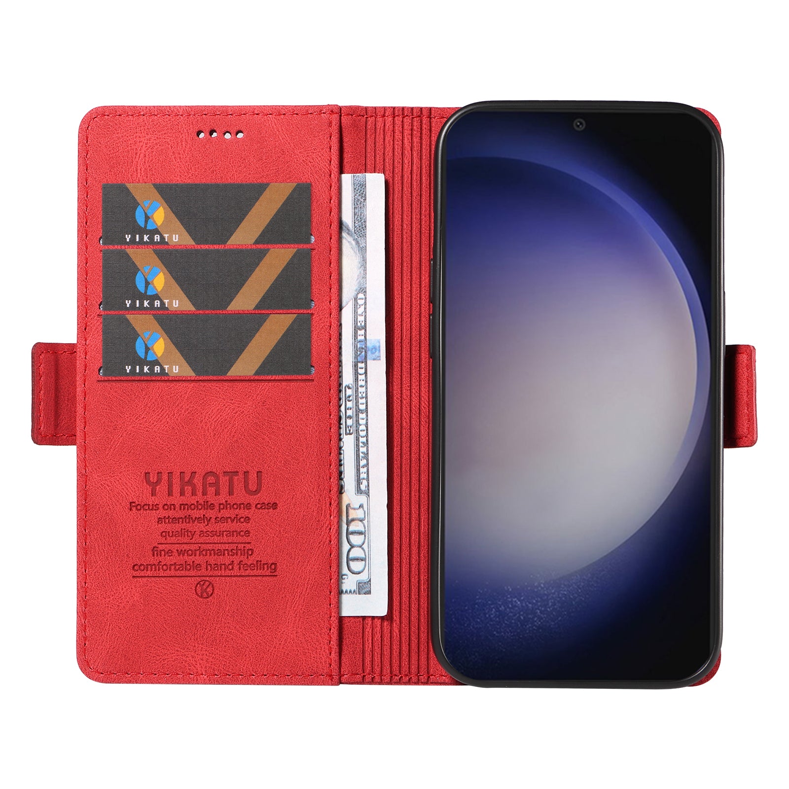 YIKATU YK-005 For Samsung Galaxy S24 Case PU Leather Magnetic Buckle Phone Cover Skin Touch Feeling - Red