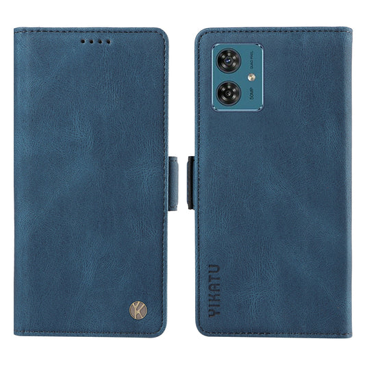 YIKATU YK-005 For Motorola Moto G54 5G Cell Phone Leather Case Stand Wallet Cover - Blue