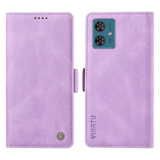 YIKATU YK-005 For Motorola Moto G54 5G Cell Phone Leather Case Stand Wallet Cover - Purple