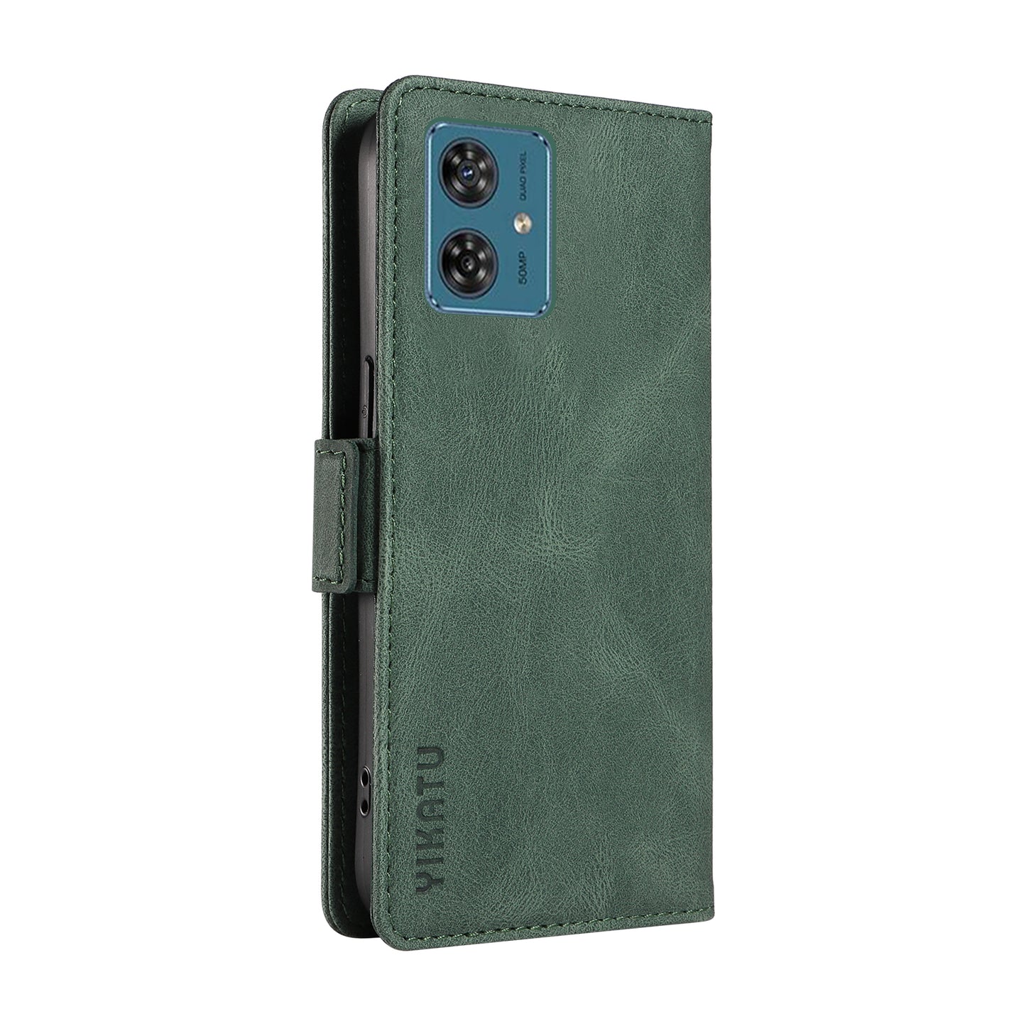 YIKATU YK-005 For Motorola Moto G54 5G Cell Phone Leather Case Stand Wallet Cover - Green