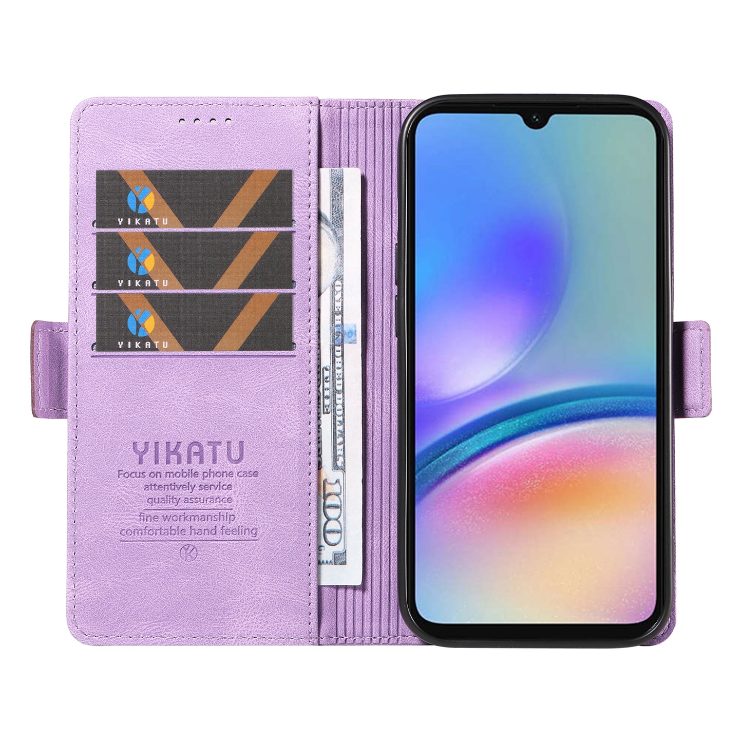 YIKATU YK-005 For Samsung Galaxy A05s 4G Cell Phone Leather Case Drop Proof Wallet Cover - Purple