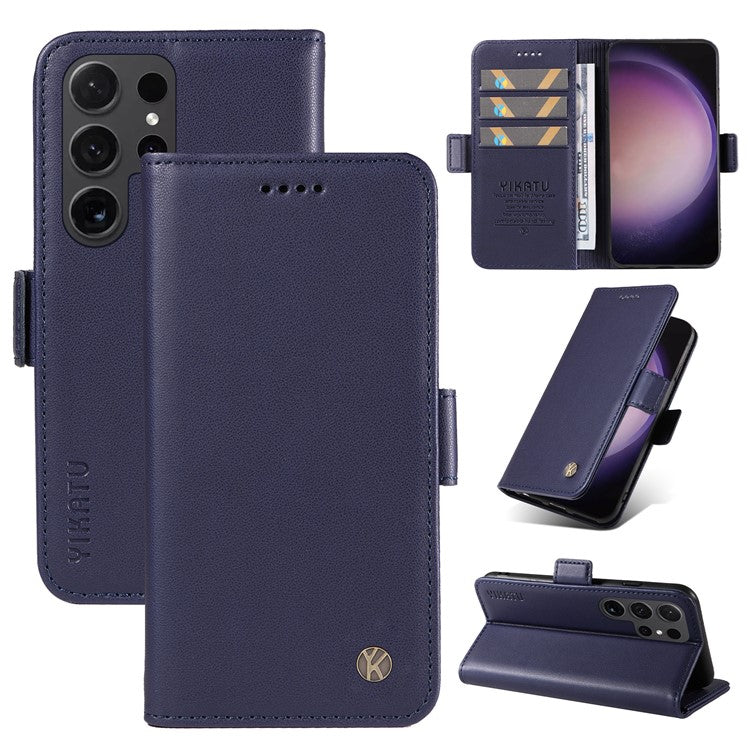 YIKATU YK-003 For Samsung Galaxy S24 Ultra Case Stand Leather Cover Phone Accessories Distributors - Sapphire