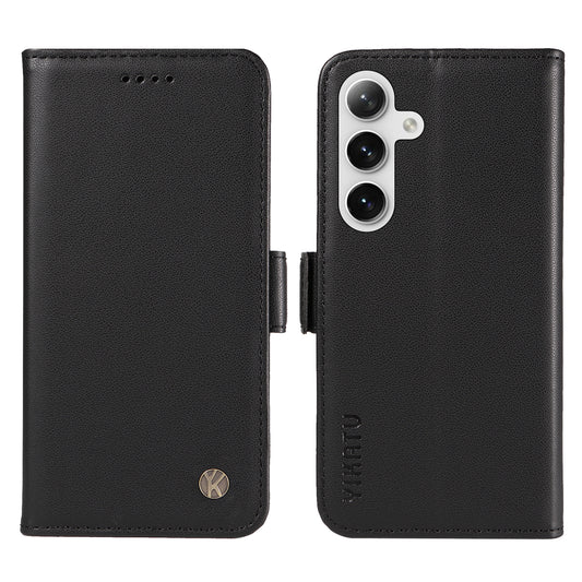 YIKATU YK-003 For Samsung Galaxy S24 Case PU Leather Folio Wallet Phone Cover - Black