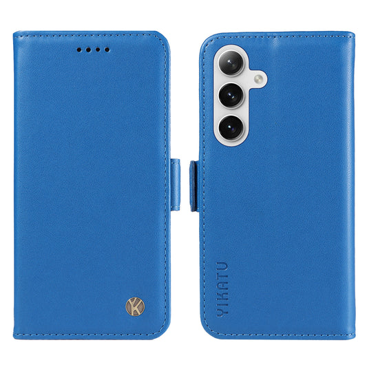 YIKATU YK-003 For Samsung Galaxy S24 Case PU Leather Folio Wallet Phone Cover - Sky Blue