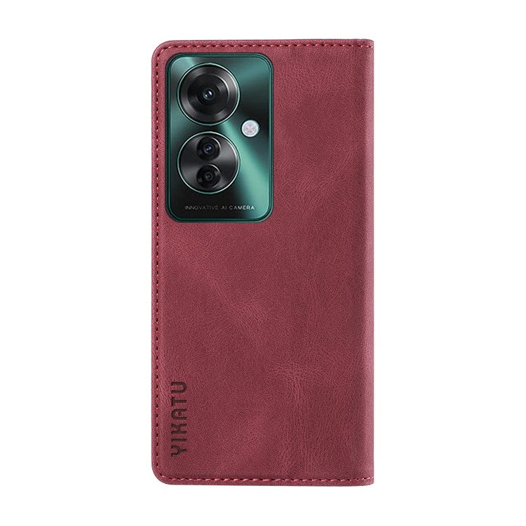 YIKATU YK-004 For Oppo Reno11 F 5G / F25 Pro 5G Leather Case Skin-touch Wallet Phone Cover - Wine Red