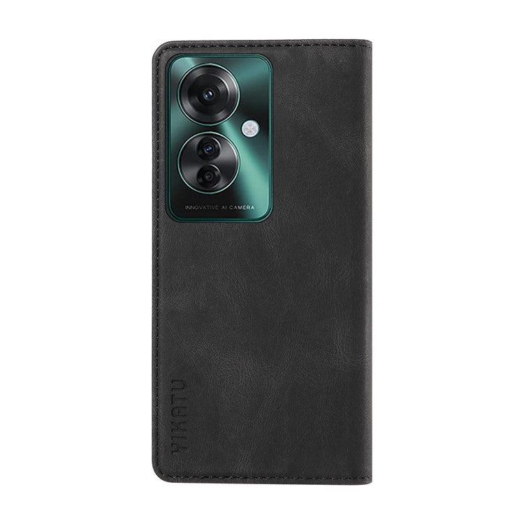 YIKATU YK-004 For Oppo Reno11 F 5G / F25 Pro 5G Leather Case Skin-touch Wallet Phone Cover - Black