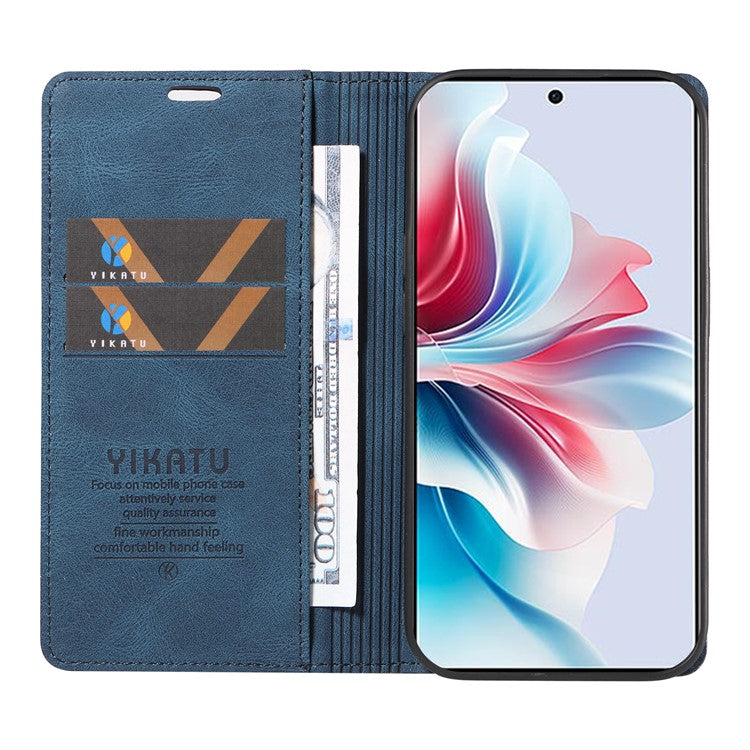 YIKATU YK-004 For Oppo Reno11 F 5G / F25 Pro 5G Leather Case Skin-touch Wallet Phone Cover - Blue