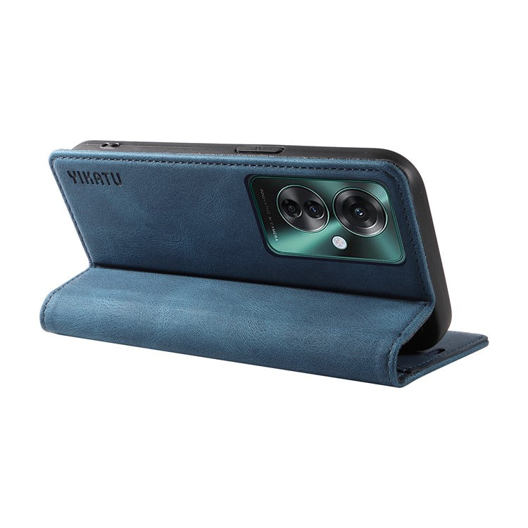 YIKATU YK-004 For Oppo Reno11 F 5G / F25 Pro 5G Leather Case Skin-touch Wallet Phone Cover - Blue