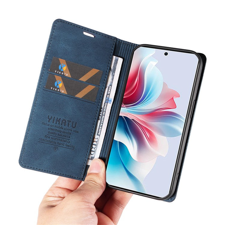 YIKATU YK-004 For Oppo Reno11 F 5G / F25 Pro 5G Leather Case Skin-touch Wallet Phone Cover - Blue