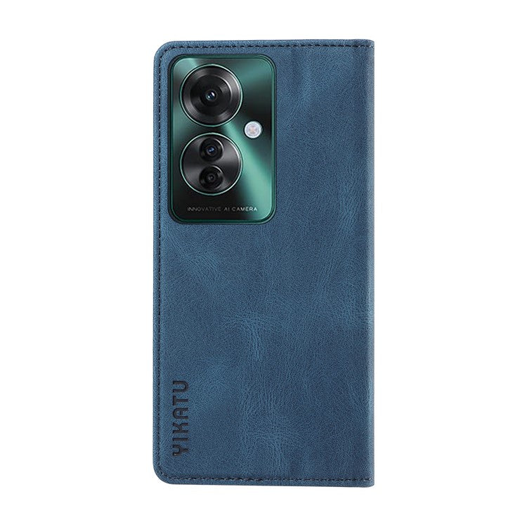 YIKATU YK-004 For Oppo Reno11 F 5G / F25 Pro 5G Leather Case Skin-touch Wallet Phone Cover - Blue