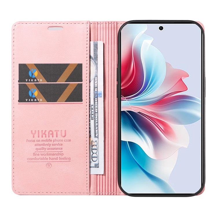 YIKATU YK-004 For Oppo Reno11 F 5G / F25 Pro 5G Leather Case Skin-touch Wallet Phone Cover - Pink