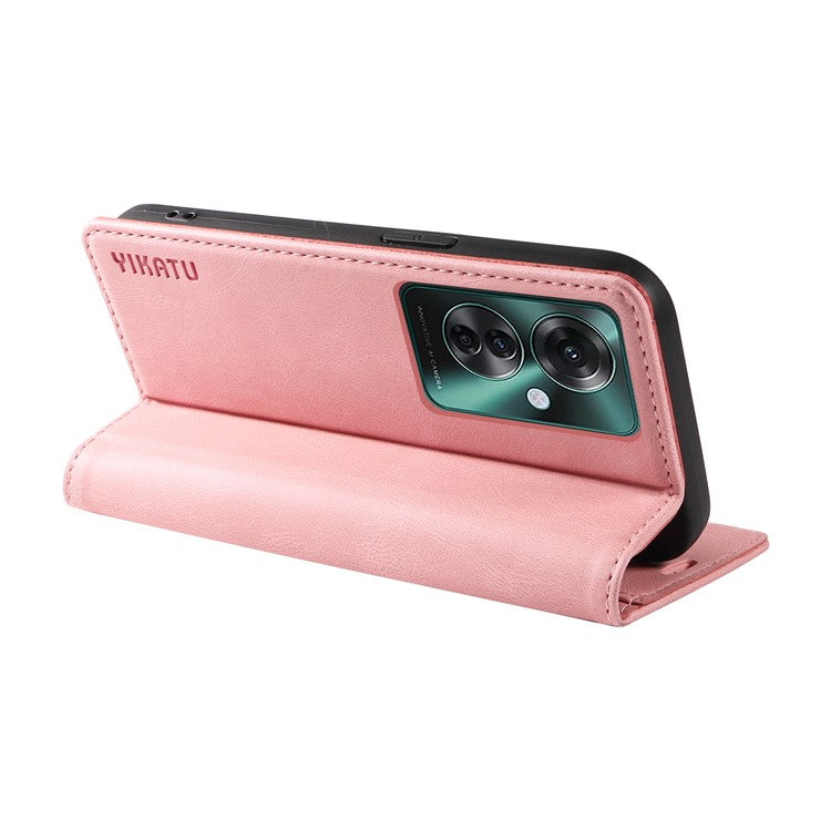 YIKATU YK-004 For Oppo Reno11 F 5G / F25 Pro 5G Leather Case Skin-touch Wallet Phone Cover - Pink