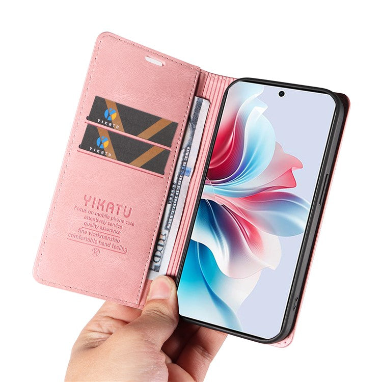 YIKATU YK-004 For Oppo Reno11 F 5G / F25 Pro 5G Leather Case Skin-touch Wallet Phone Cover - Pink