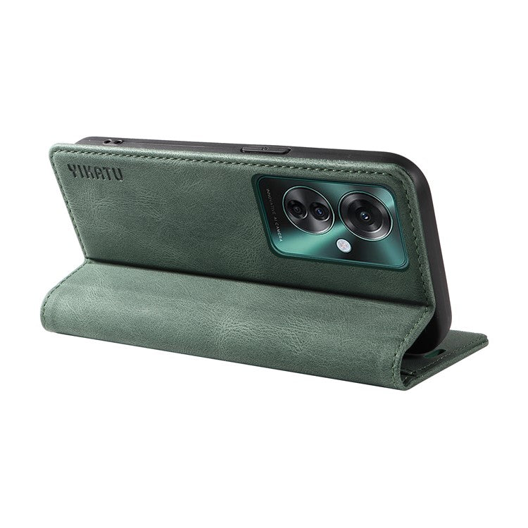 YIKATU YK-004 For Oppo Reno11 F 5G / F25 Pro 5G Leather Case Skin-touch Wallet Phone Cover - Green