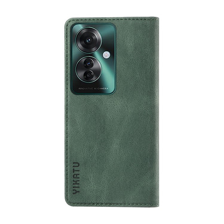 YIKATU YK-004 For Oppo Reno11 F 5G / F25 Pro 5G Leather Case Skin-touch Wallet Phone Cover - Green