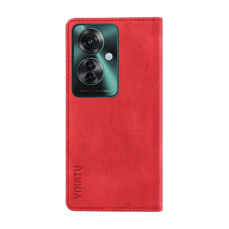 YIKATU YK-004 For Oppo Reno11 F 5G / F25 Pro 5G Leather Case Skin-touch Wallet Phone Cover - Red