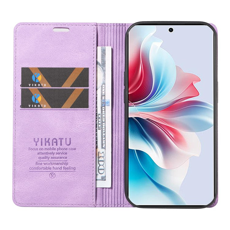 YIKATU YK-004 For Oppo Reno11 F 5G / F25 Pro 5G Leather Case Skin-touch Wallet Phone Cover - Purple