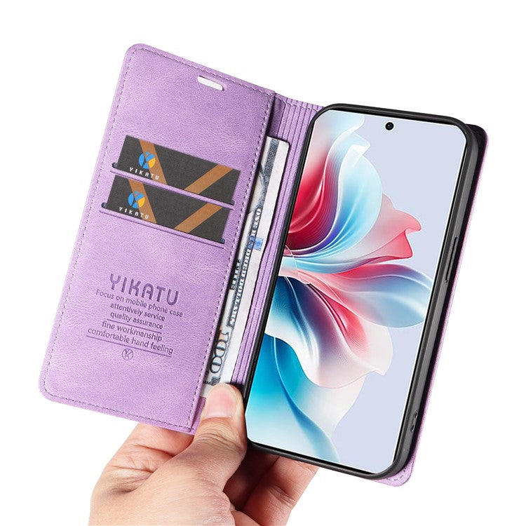 YIKATU YK-004 For Oppo Reno11 F 5G / F25 Pro 5G Leather Case Skin-touch Wallet Phone Cover - Purple