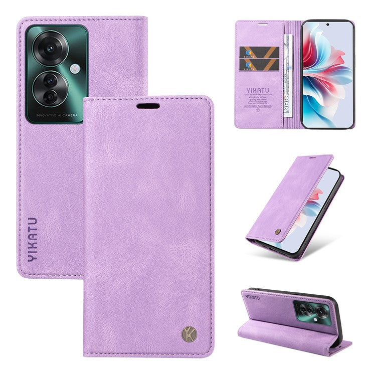 YIKATU YK-004 For Oppo Reno11 F 5G / F25 Pro 5G Leather Case Skin-touch Wallet Phone Cover - Purple