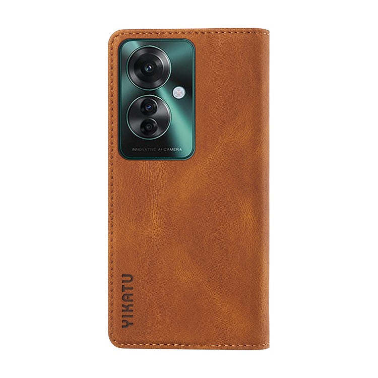 YIKATU YK-004 For Oppo Reno11 F 5G / F25 Pro 5G Leather Case Skin-touch Wallet Phone Cover - Brown