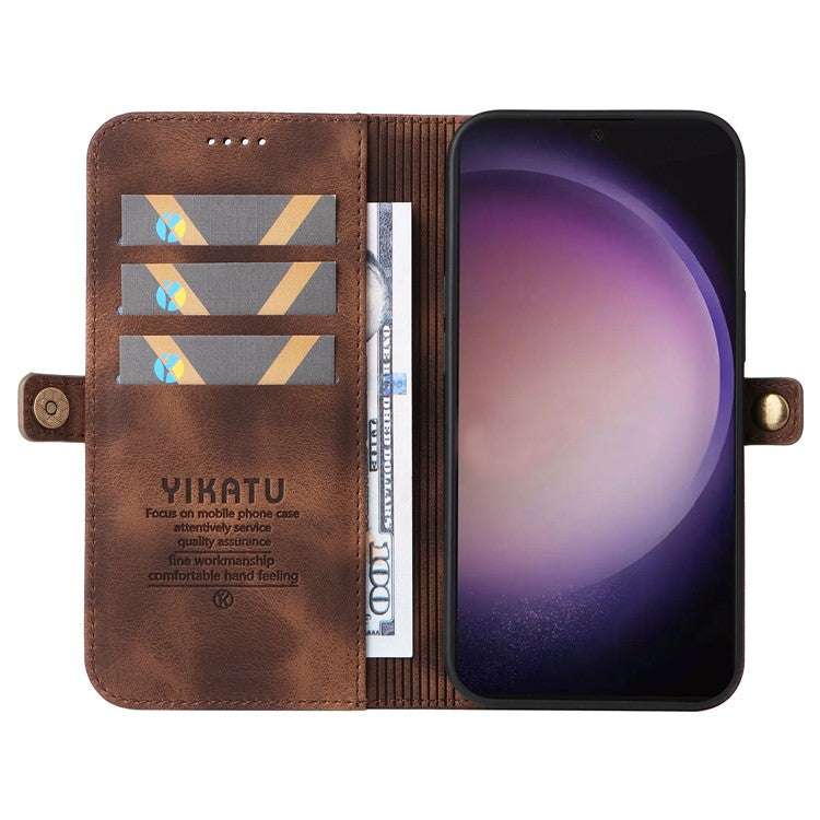 YIKATU YK-002 For Samsung Galaxy S24 Ultra Case PU Leather Flip Cell Phone Cover with Outer Card Slot - Brown