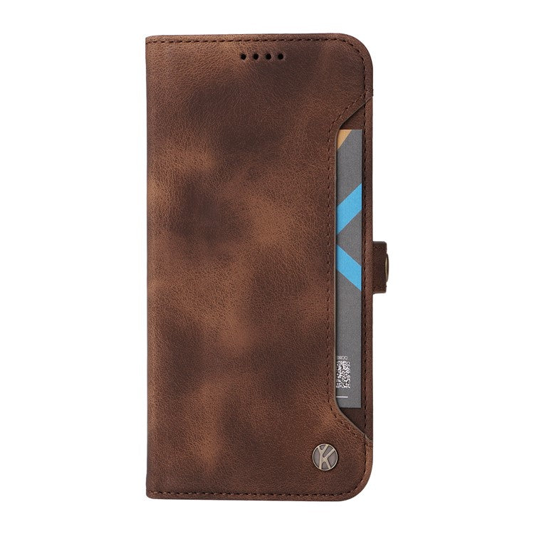 YIKATU YK-002 For Samsung Galaxy S24 Ultra Case PU Leather Flip Cell Phone Cover with Outer Card Slot - Brown