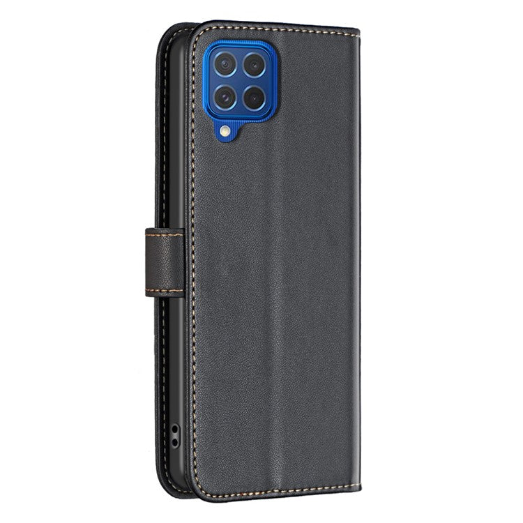 BINFEN COLOR BF17 For Samsung Galaxy M62 / F62 Case Flip Design PU Leather Full Protection Phone Cover - Black