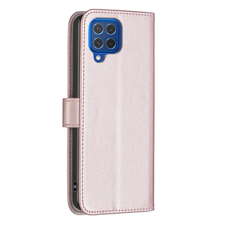 BINFEN COLOR BF17 For Samsung Galaxy M62 / F62 Case Flip Design PU Leather Full Protection Phone Cover - Rose Gold